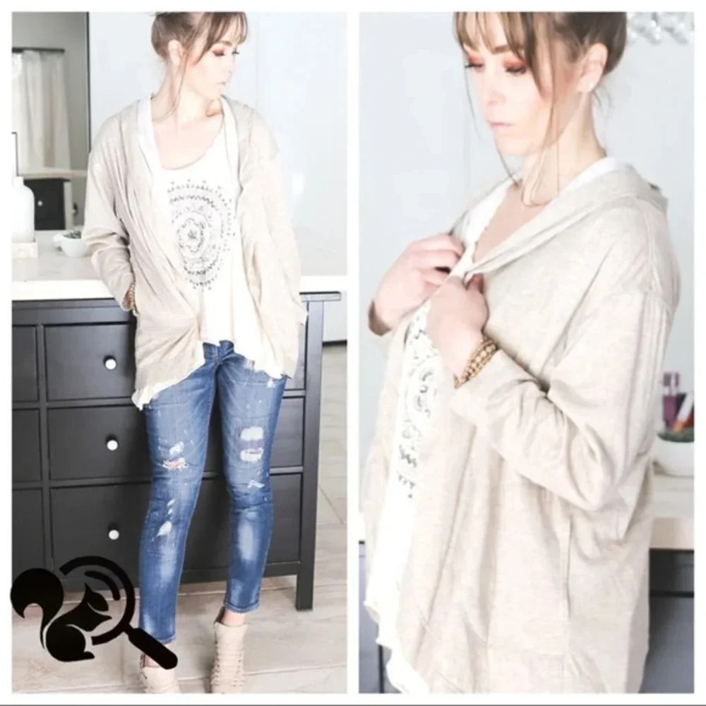 Max Studio open front hooded cardi
